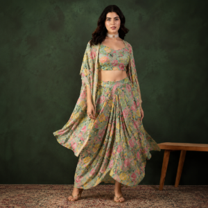 Sage Bloom Floral Draped Co-Ord Set