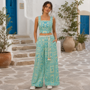 Sky Blue Bohemian Printed Co-Ord Set