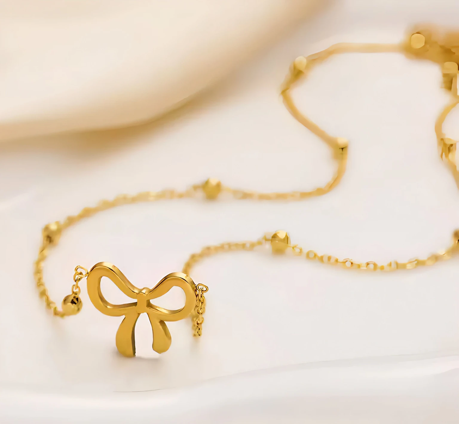 Minimalist Gold Bow Pendant Necklace for Women - Image 2